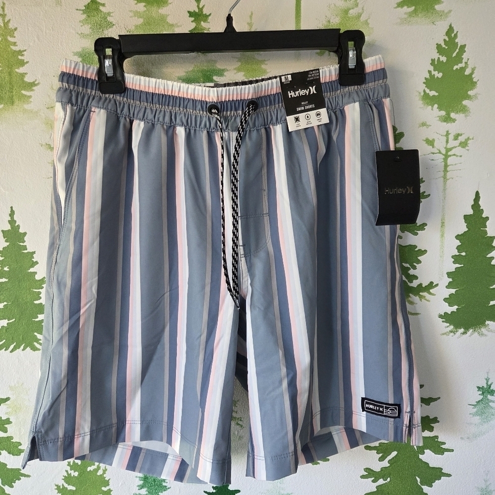 Hurley Men's Blue Striped Swim Shorts